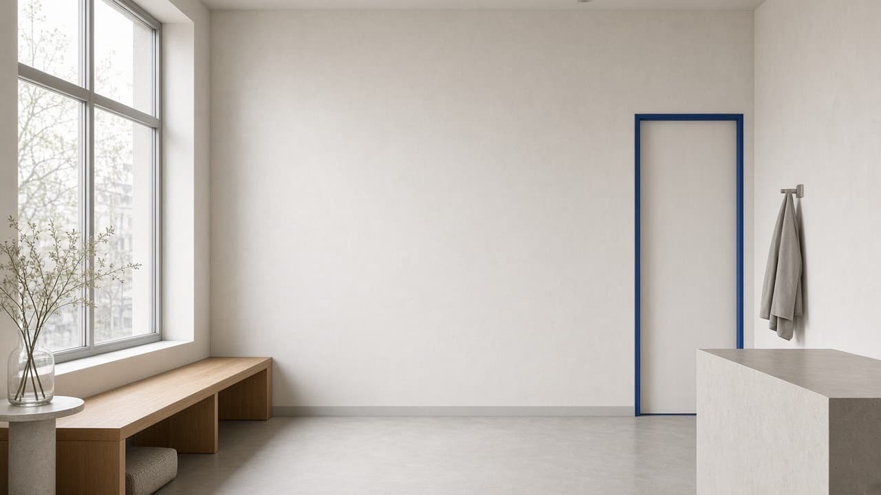 A quiet Copenhagen studio interior: oak, plaster and north light — not a close-up of teeth.